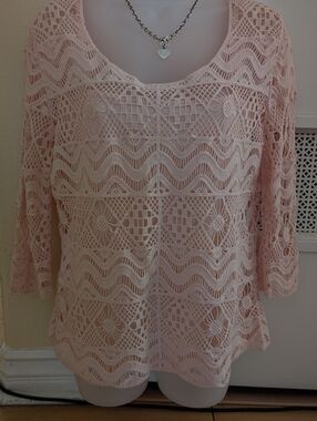 grand & greene Blush Pink Crochet Lace Boatneck Tunic